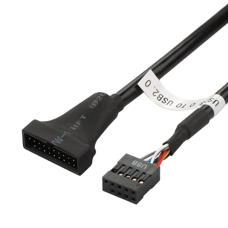 USB 2.0 9Pin Motherboard Female to USB 3.0 19Pin Housing Male Adapter