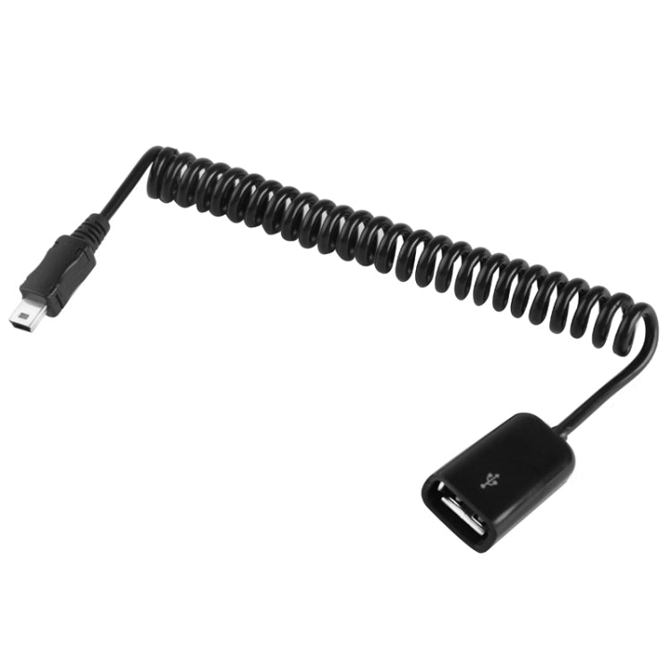 Mini 5-pin USB to USB 2.0 AF Coiled Cable / Spring Cable with OTG