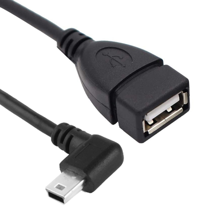 90 Degree Mini USB Male to USB 2.0 AF Adapter Cable with OTG Function