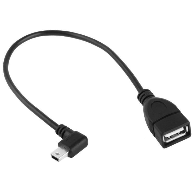 90 Degree Mini USB Male to USB 2.0 AF Adapter Cable with OTG Function, Length: 25cm, Left Augle Mini USB, 25cm