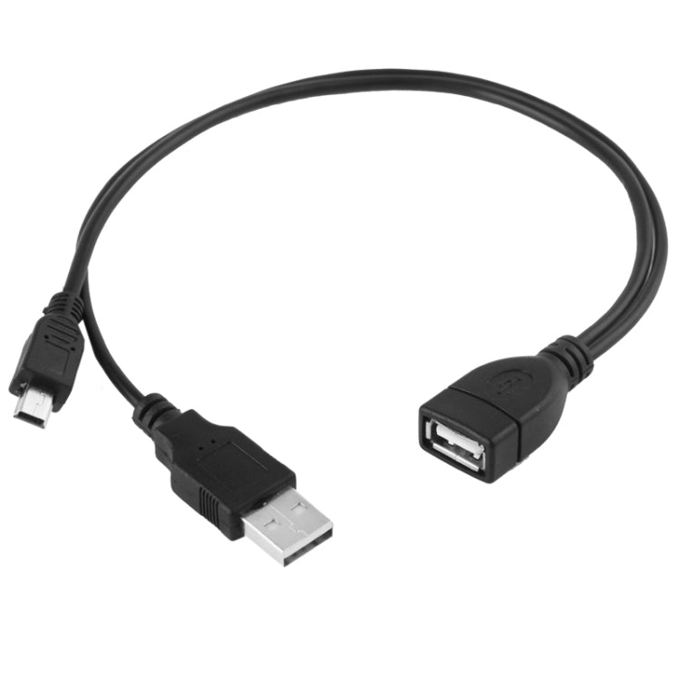 Mini USB Male + USB 2.0 AM to AF Cable with OTG Function
