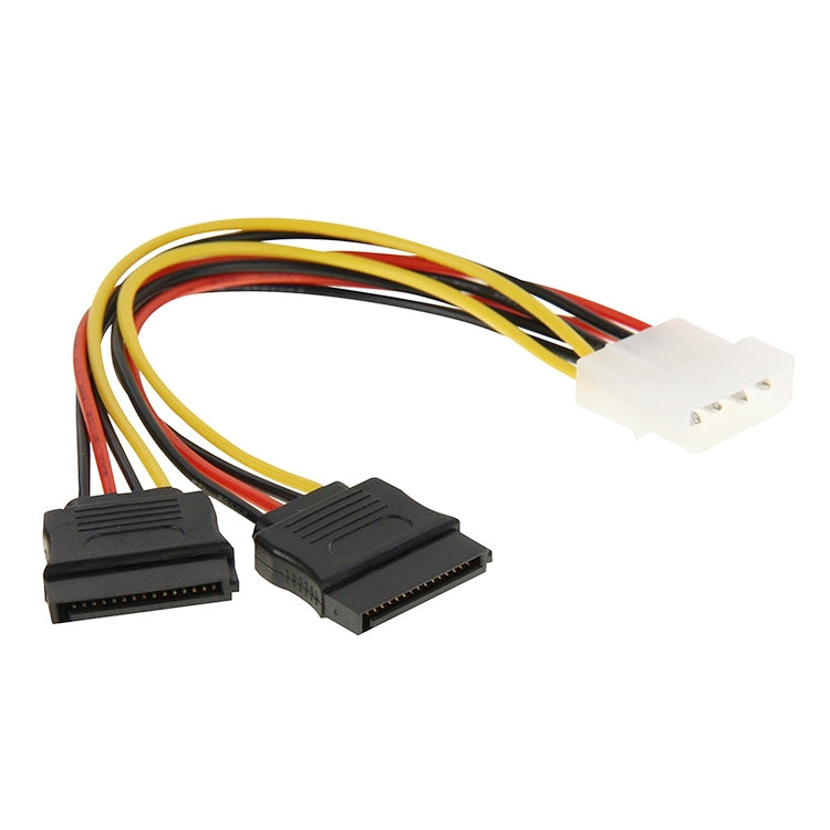 2 x 15 Pin to 4 Pin Serial SATA Power Adapter Cable