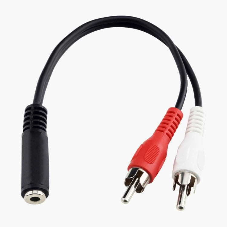 3.5mm female stereo jack to 2 male RCA plugs cable, Length: 38cm, 3.5mm to 2 RCA Male