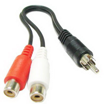 2 RCA AV Female To 1 RCA Male Y Splitter Video Cable Adapter, Length: 26.5cm, 1 RCA Male to 2 RCA Female