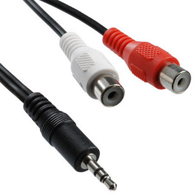2 RCA Female to 3.5 MM Male Jack Audio Y Cable, Length: 20cm, 3.5mm to 2 RCA Female