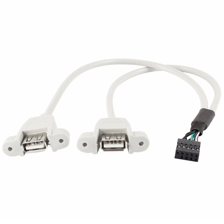 9 Pin Internal Header to 2x USB 2.0 AF Mount Pannel Cable