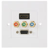 HDMI Female Plug + 3 RCA Female Plugs + VGA Female Plug Wall Plate Panel