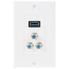 USB 3.0 Female Plug + 3 F Female Plugs Wall Plate Panel