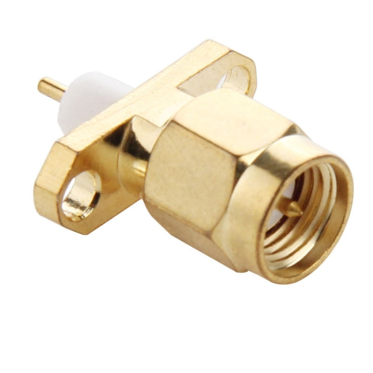 10 PCS Gold Plated SMA Male 2 Holes Panel Mount Short Dielectric Solder Connector Adapter, SMA Male 2 Holes