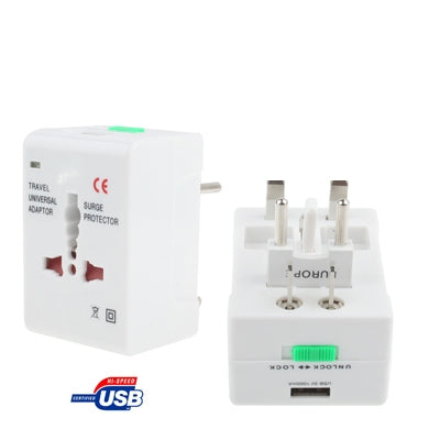 Universal US / EU / AU / UK Travel AC Power Adaptor Plug with USB