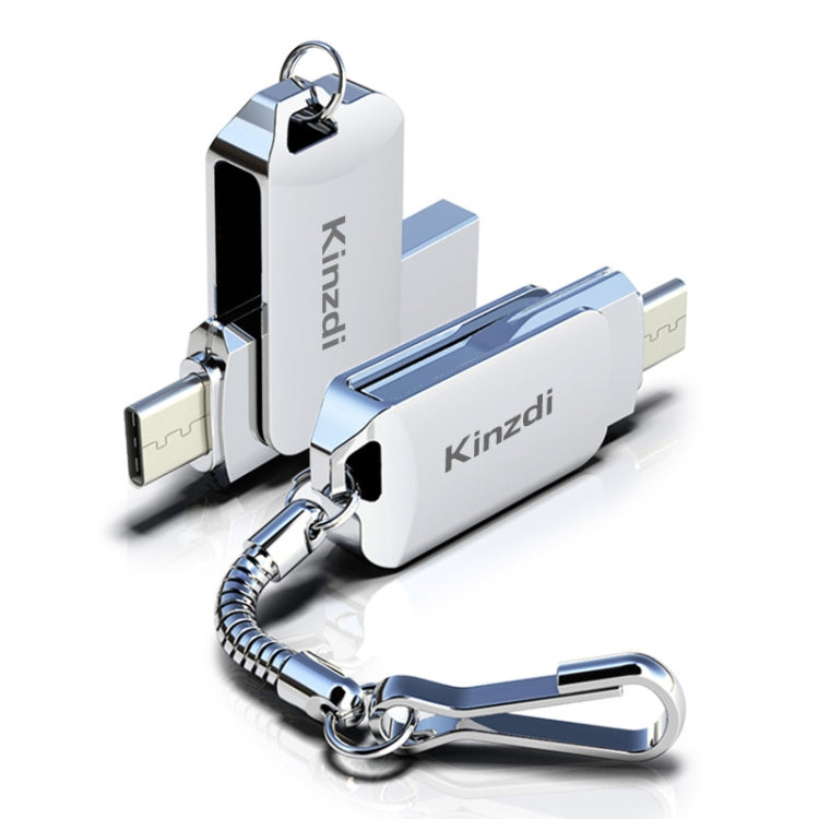 Kinzdi 64GB USB + Type-C Interface Metal Twister Flash Disk V10, 64GB Silver, 64GB Rose Gold