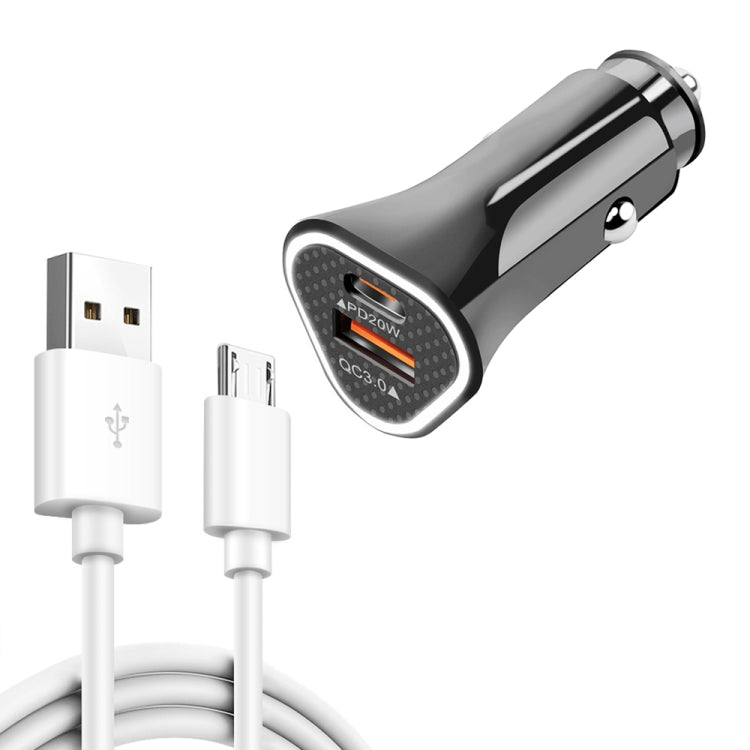 TE-P23 38W PD 20W USB-C / Type-C + QC3. 0 USB Triangle Car Charger +