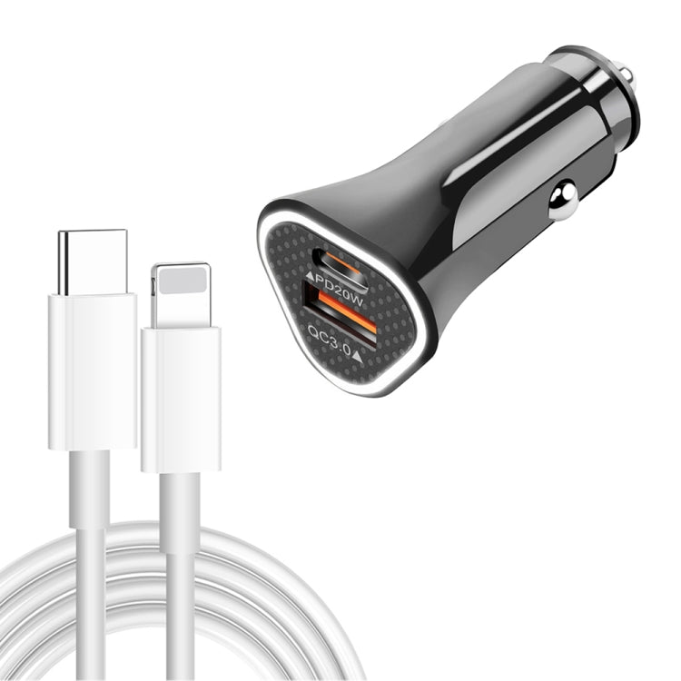 TE-P23 38W PD USB-C / Type-C + QC3. 0 USB Triangle Car Charger +