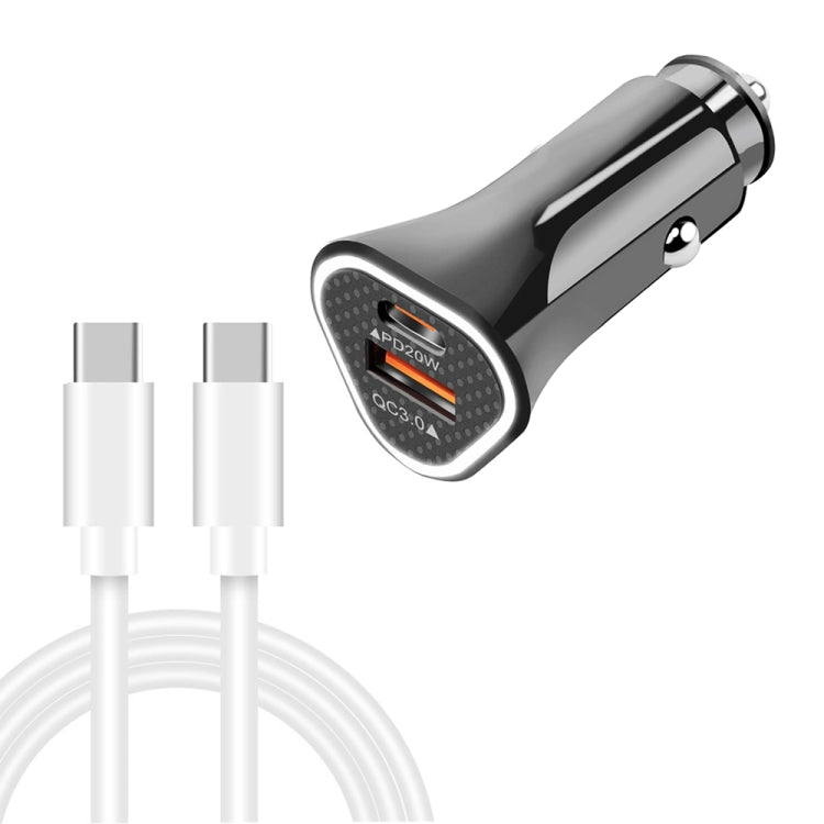 TE-P23 38W PD USB-C / Type-C + QC3. 0 USB Triangle Car Charger +