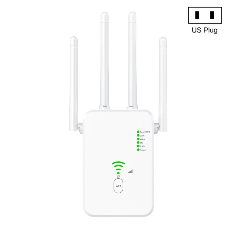 U10 1200Mbps Signal Booster WiFi Extender WiFi Antenna Dual Band 5G Wireless Signal Repeater, US Plug, EU Plug