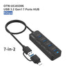 Onten UCA5306 7 in 2 USB3.0 + Type-C 7-Ports HUB Docking Station Support OTG Function, UCA5306