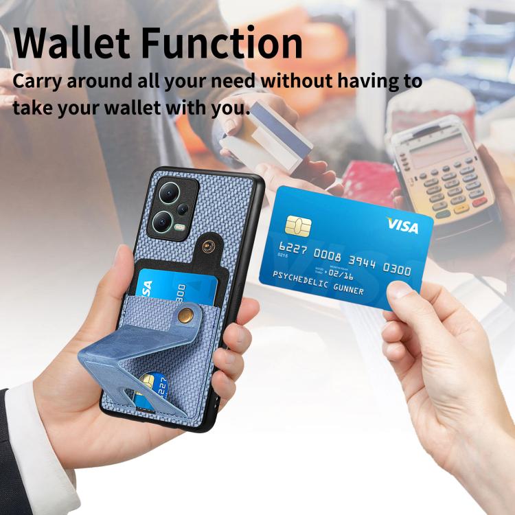 Carbon Fiber Wallet Flip Card K-shaped Holder Phone Case
