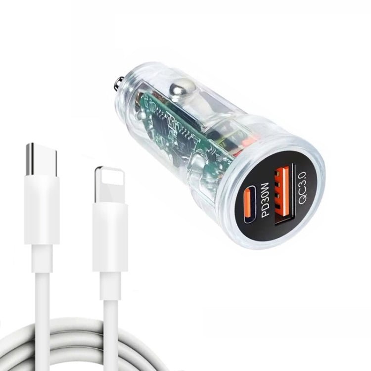 P35 48W PD30W + QC3.0 18W USB Transparent Car Charger with Type-C to