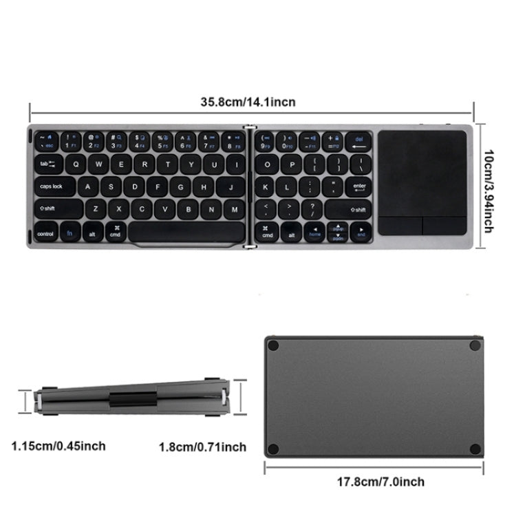 FK328T Cell Phone Tablet Laptop Wireless Bluetooth Keyboard Portable 3-Folded Keyboard, FK328T