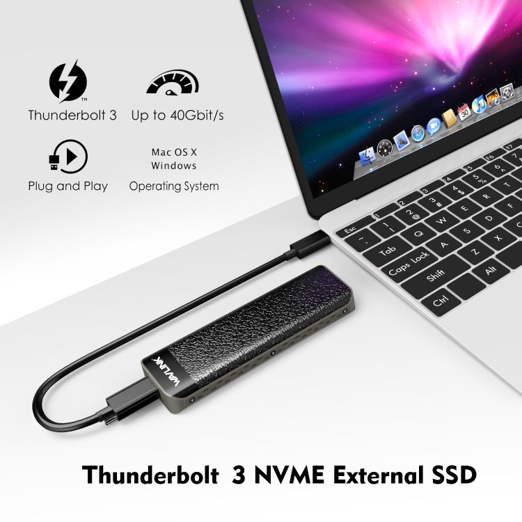 Wavlink UTE02 Thunderbolt 3 NVME M.2 Solid State Leather Metal SSD External Hard Drive Box, UTE02