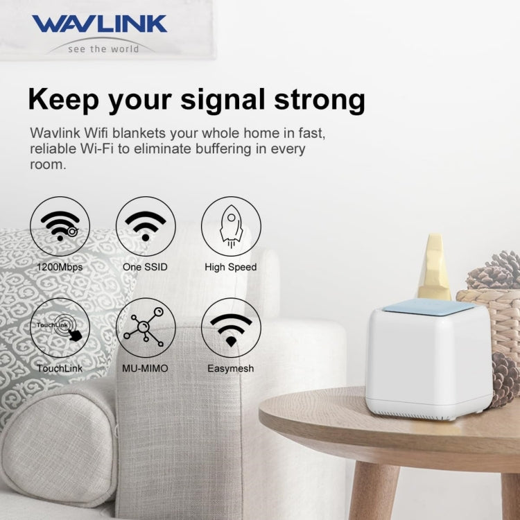 WAVLINK WN535M2 For Home Office 2pcs Mesh Wireless Router AC1200 Dual Band WiFi Signal Booster, US Plug, UK Plug, EU Plug, AU Plug