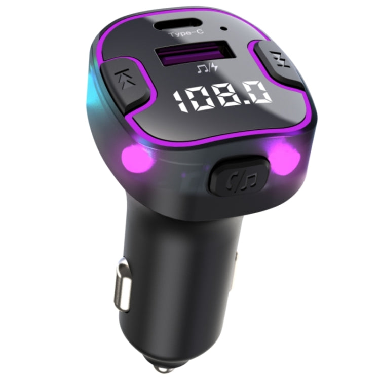 C49 With Type-C+USB Port FM Transmitter Car Bluetooth Adapter Ambient