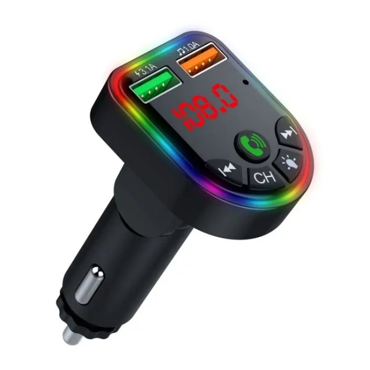 P5 Support U Disk Colorful Ambient Light Car Charger Digital Display