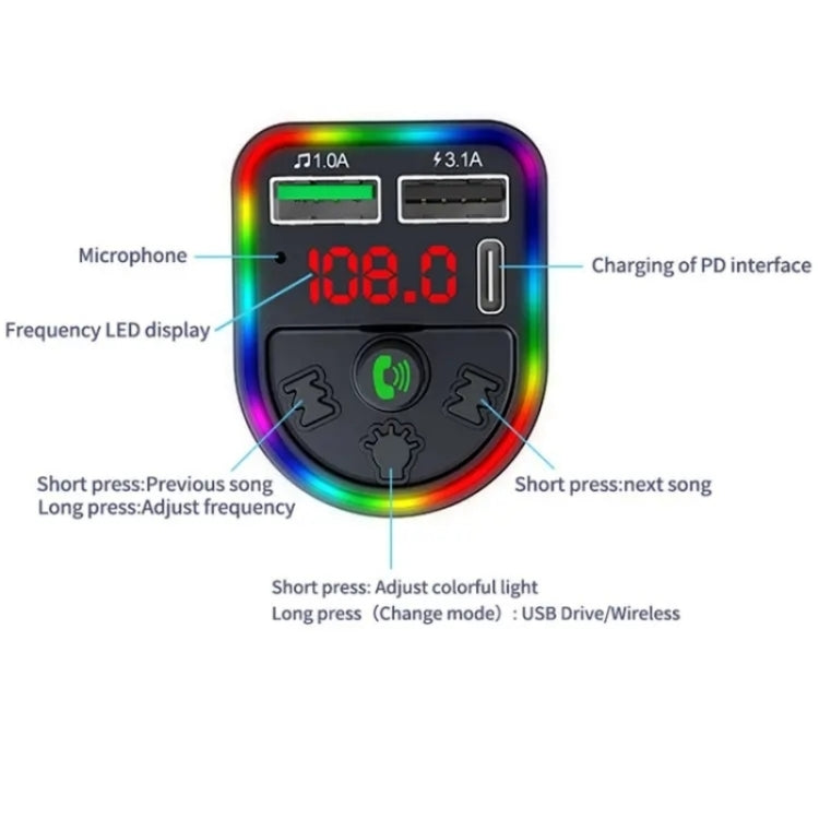 F21 PD + USB Car Charger Bluetooth Car Adapter Handsfree Call FM Transmitter MP3 Music Player, F21