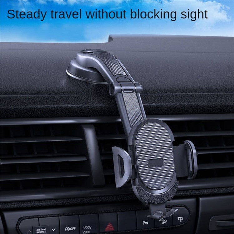 ES33 Car Mobile Phone Holder Bracket Carbon Fiber 360 Degree Rotation Suction Cup Mount, ES33 (Black), ES33 (Red)