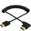 JUNSUNMAY 4K 60Hz HDMI Male to Male HDMI 2.0V Elbow Head Spring Cable