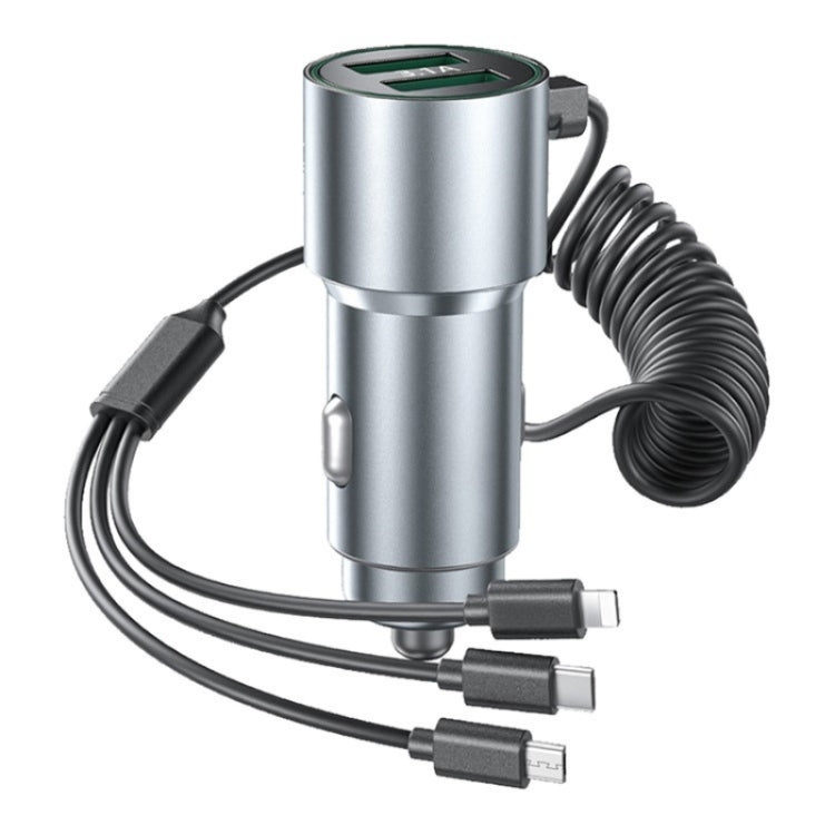 K15 Car Adapter 3 in 1 Stretchable Cable 22.5W Quick Charge Cigarette