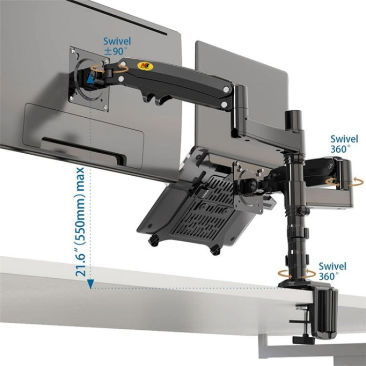 NORTH BAYOU NB H180 FP-2 Laptop Gas Spring Full Motion Dual Arm Clamp 22 - 32 inch LCD TV Monitor Desk Holder, H180-FP-2