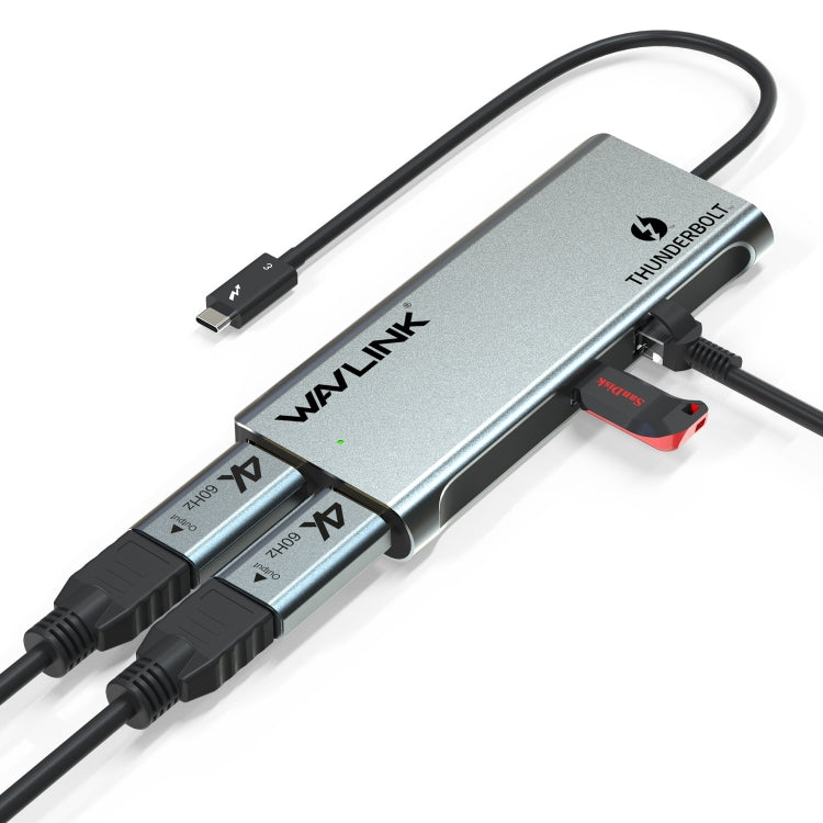 WAVLINK WL-UTD05H Thunderbolt 3 Dual 4K Mini Docking Station Converter With 2 DP to HD Adapters, WL-UTD05H