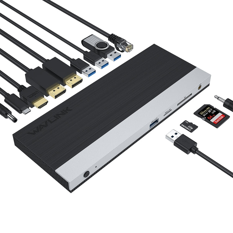 WAVLINK WL-UMD01 USB3.0 Splitter Docking Station Gigabit Ethernet / DP / HD Cable Converter, UMD01