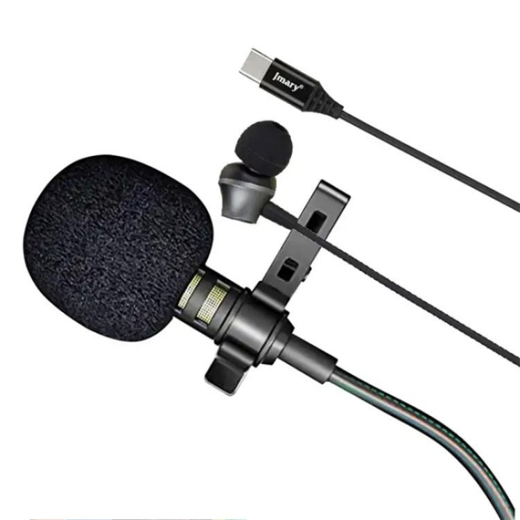 JMARY MC-R6 Lavalier Type-C Port Wired Microphone With In-ear Earphone