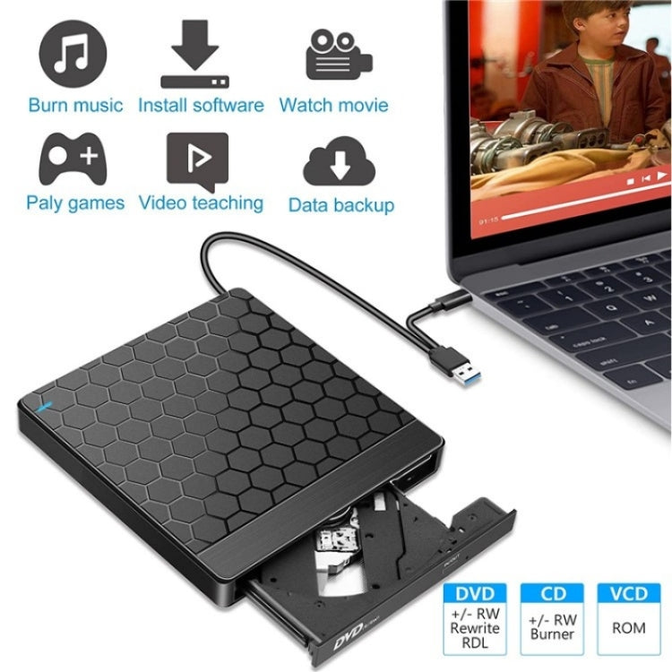 042  Football Pattern USB3.0 / Type-C Computer Laptop External Optical Drive Burner DVD Burner, 042