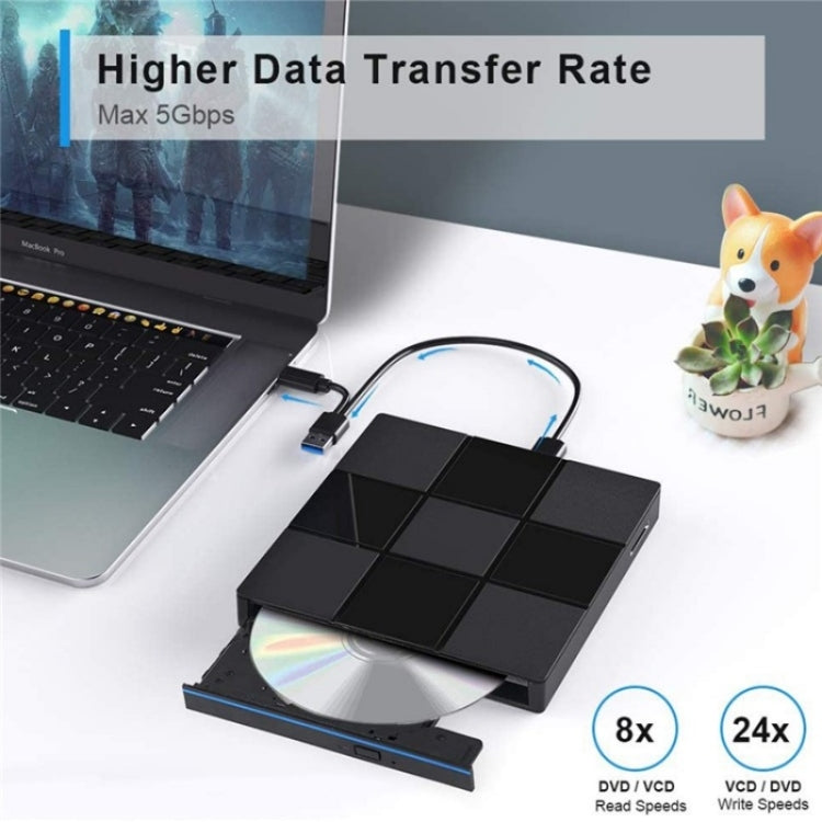 009 With USB Port for Laptop Computer External DVD Drive USB 3.0+Typle-C Adapter, 009