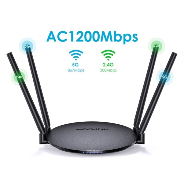 WAVLINK WN530G3 4x 5dBi Foldable Antenna AC1200 Dual Band Wireless Repeater Router, US Plug, UK Plug, EU Plug, AU Plug