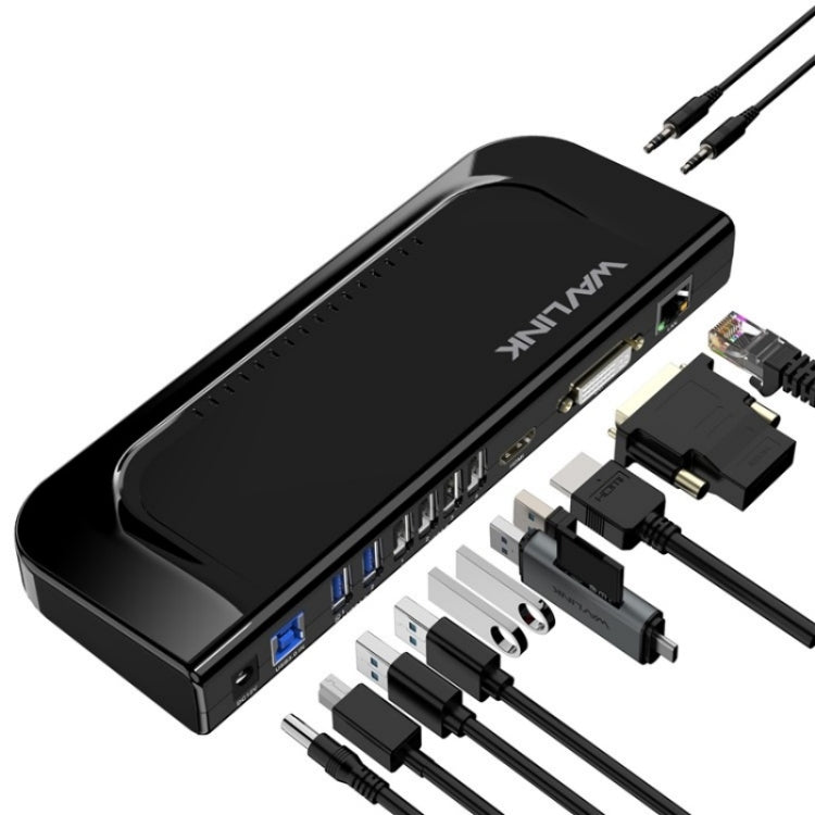 WAVLINK UG49DK4 Universal Laptop Docking Station Dual Monitor Supports DVI / HDMI / VGA, UG49DK4