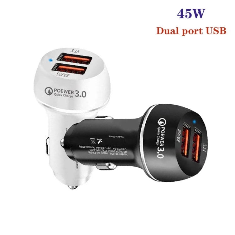 45W USB QC3.0 30W + USB 2.0 Fully Compatible Car Charger