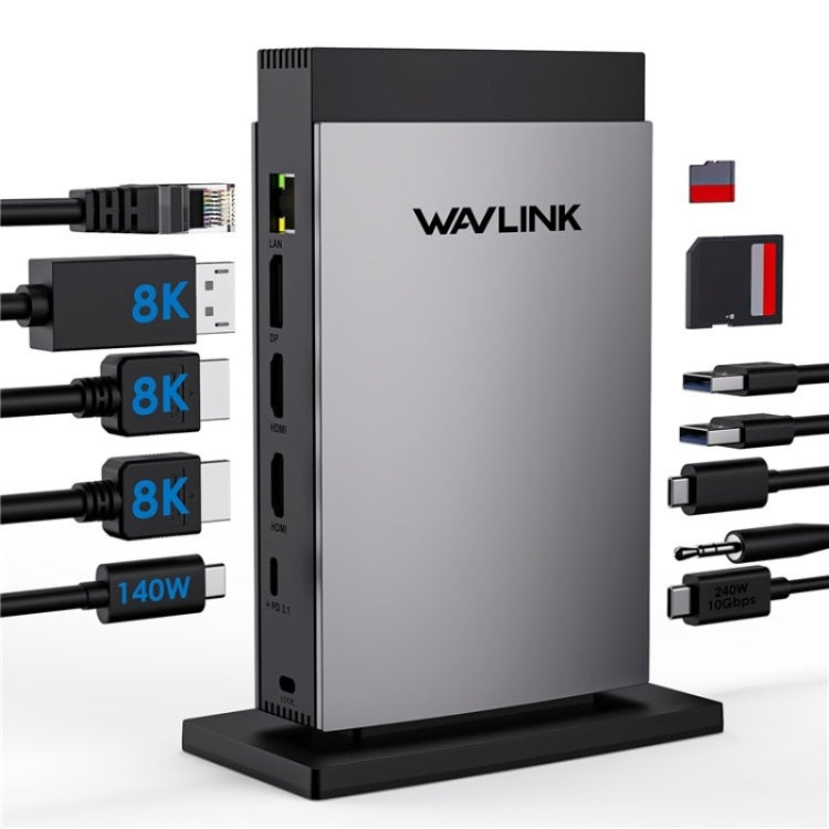 WAVLINK WL-UMD26 11 in 1 140W PD 3.1 USB-C 8K Displayport Charging Docking Station