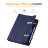 ENKAY Tri-fold Custer Texture TPU Leather Smart Tablet Case with Pen Slot
