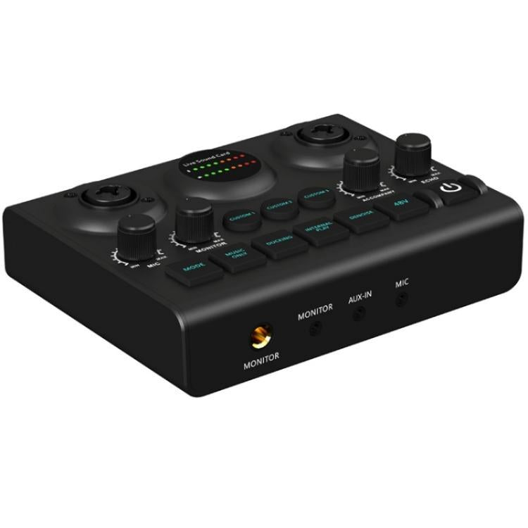 F10 48V Live Streaming Sound Card Audio Mixer Phantom Power Mixer, F10