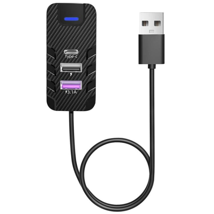 Y2 Type-C and Dual USB Carbon Fiber Texture Car Rear Seat Charger