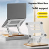 J32 Foldable Wood Base Desktop Metal Phone Holder Adjustable Laptop Stand