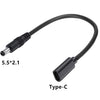JUNSUNMAY 5V 3A DC 5.5mm x 2.1mm Male to Type-C Female Power Extension Charge Cord, Length:25cm, DC 5.5mm x 2.1mm Male to Type-C Female