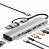 2509 RJ45, USB3.0, USB2.0, USB-C2.0, 3.5mm, DC5V, SD / TF Card Reader Adapter USB-C / USB Hub