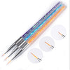 3 PCS Professional Nail Handle Liner Brush Hand Draw Kit Tips Drawing