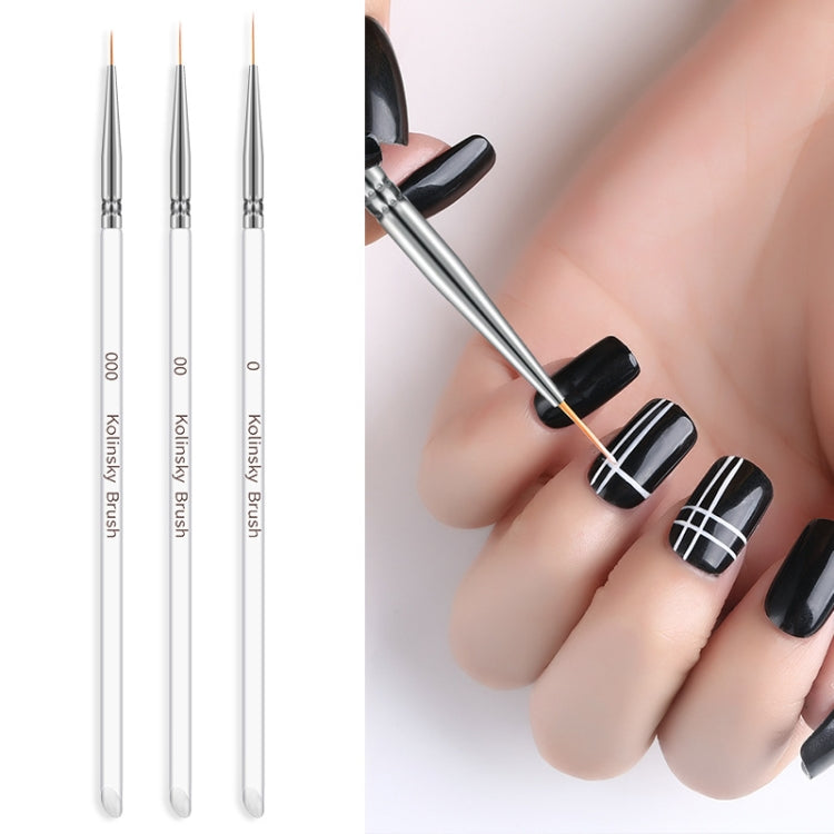 3 PCS Nail Art Brush Crystal Acrylic Thin Liner Drawing Pen Painting