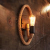 Vintage Hemp Rope Edison Light Bulb Wrought Iron Wall Lamp with Bulb, Oval, Round